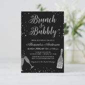 Silver Brunch & Bubbly Brautparty Einladung (Stehend Vorderseite)