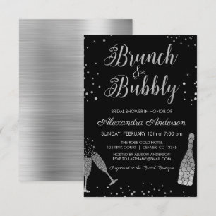 Silver Brunch & Bubbly Brautparty Einladung