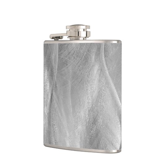 Silver Brushed Metal Abstrakt Flachmann (Links)