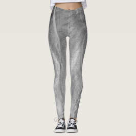 Silver Brushed Metal Abstrakt Leggings