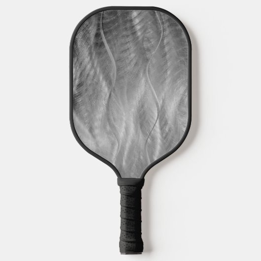 Silver Brushed Metal Abstrakt Pickleball Schläger (Vorderseite)