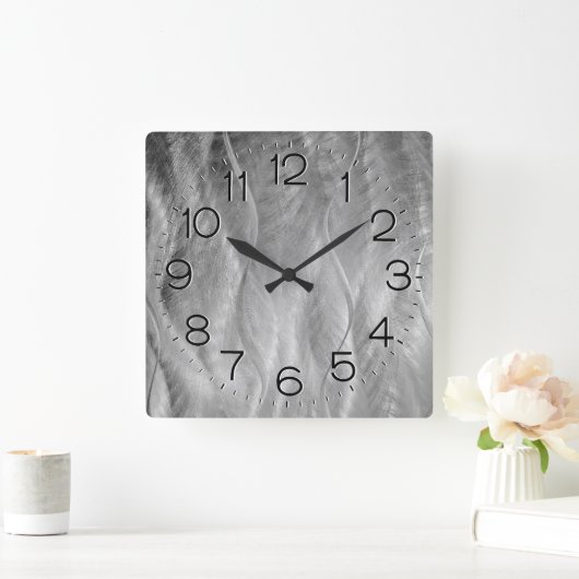 Silver Brushed Metal Abstrakt Quadratische Wanduhr (Zuhause)