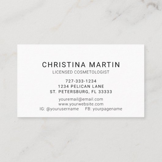 Silver Brushed Metal Bold Typografy Monogram Visitenkarte (Rückseite)