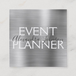 Silver Brushed Metal Event Planner Quadratische Visitenkarte