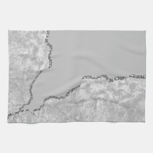 Silver Brushed Metal Glitzer Geschirrtuch (Horizontal)