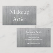 Silver Brushed Metal Hair Stylist Makeup Artist Visitenkarte (Vorne/Hinten)