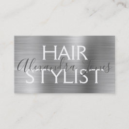 Silver Brushed Metal Hair Stylist Visitenkarte