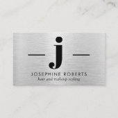 Silver Brushed Metal Letter J Monogram Hair Makeup Visitenkarte (Vorderseite)
