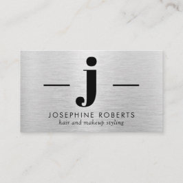 Silver Brushed Metal Letter J Monogram Hair Makeup Visitenkarte