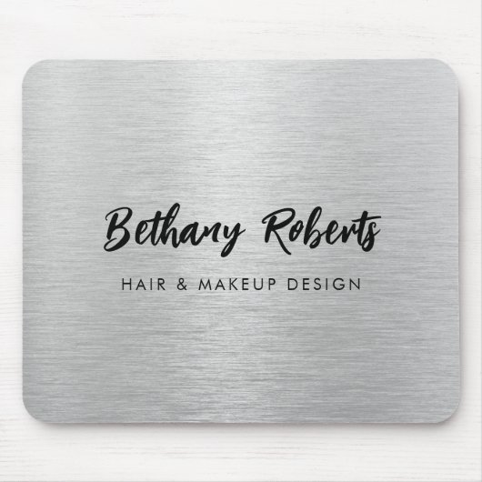 Silver Brushed Metal Moderne Skripthaare und Makeu Mousepad (Vorne)
