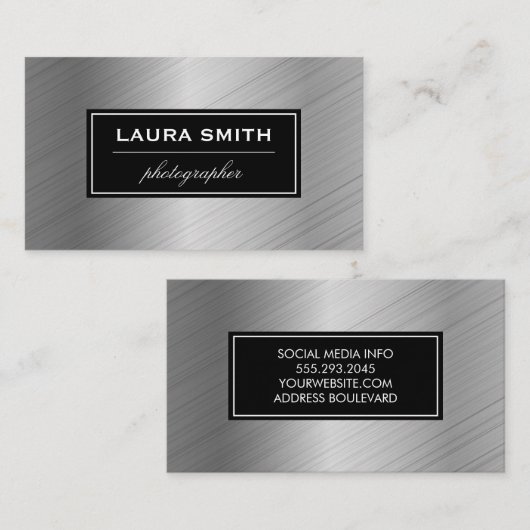 Silver Brushed Visitenkarte (Vorne/Hinten)