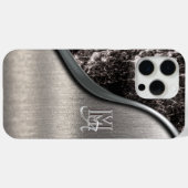 Silver Brushmetal und Metallic Stone Monogramm Case-Mate iPhone Hülle (Rückseite (Horizontal))