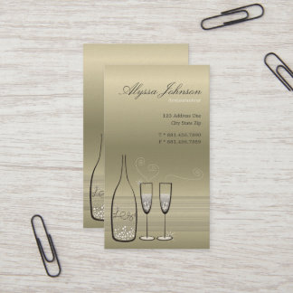 Silver Bubbles Champagner Cheers Chic Modern Visitenkarte