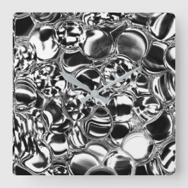 Silver bubbles with glass or metal tone quadratische wanduhr