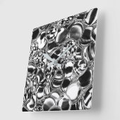 Silver bubbles with glass or metal tone quadratische wanduhr (Winkel)