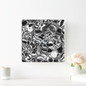 Silver bubbles with glass or metal tone quadratische wanduhr (Zuhause)