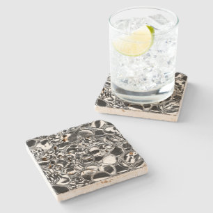 Silver bubbles with glass or metal tone steinuntersetzer