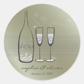 Silver Bubbly Champagne Cheers Elegante Wedding Runder Aufkleber (Vorderseite)