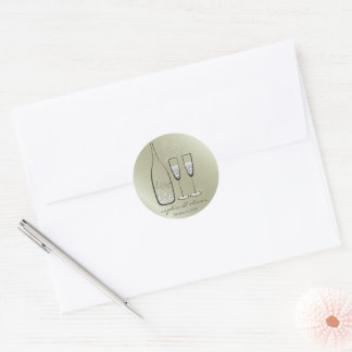 Silver Bubbly Champagne Cheers Stilvolle Hochzeit Runder Aufkleber