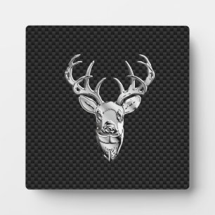 Silver Buck on Carbon Fibre Decor Fotoplatte
