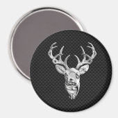 Silver Buck on Carbon Fibre Decor Magnet (Vorderseite/Rückseite)