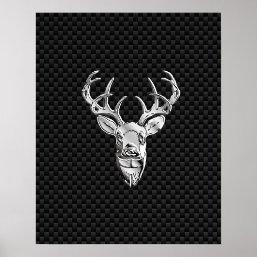 Silver Buck on Carbon Fibre Decor Poster (Vorne)