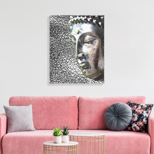 Silver Buddha Face Canvas Print Leinwanddruck (Insitu (Wohnzimmer))