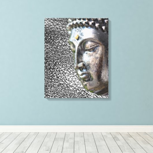 Silver Buddha Face Canvas Print Leinwanddruck (Insitu (Holzboden))