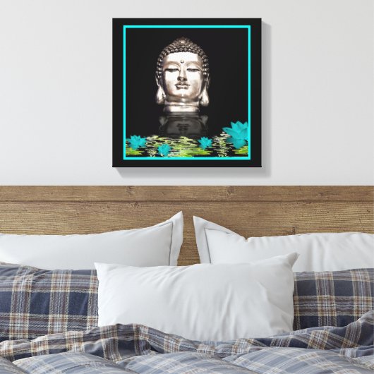 Silver Buddha Head Statue Leinwanddruck (Insitu (Schlafzimmer))