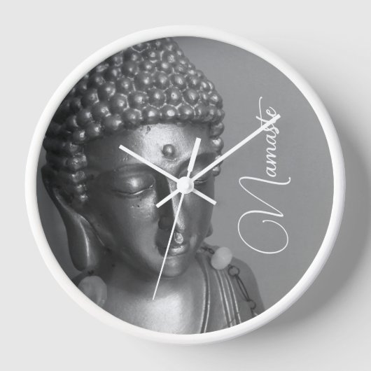 Silver Buddha Namaste Wall Clock Uhr (Vorderseite)