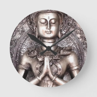 Silver Buddha Runde Wanduhr