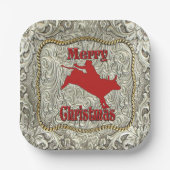 Silver Bull Rider Gürtel Buckle Weihnachten Pappteller (Vorderseite)