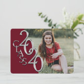 Silver Burgund 2020 Foto Abschluss Einladung (Stehend Vorderseite)