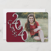 Silver Burgund 2020 Foto Abschluss Einladung (Vorderseite)