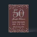 Silver Burgund 50. Geburtstag Rett Datum & Details Einladung<br><div class="desc">Elegantes "50th Birthday Party" Design mit Imitats Glitzer Konfetti & Details Text. Einfach zu bedienen und leicht zu personalisieren. Bestelle noch heute!</div>