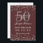 Silver Burgund 50 Geburtstag Save the Date Confett Einladung<br><div class="desc">Elegantes "50th Birthday Party" Design mit Imitats Glitzer Konfetti und Details Text. Einfach zu bedienen und leicht zu personalisieren. Bestelle noch heute!</div>