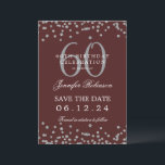 Silver Burgund 60. Geburtstag Rett Daten Einladung<br><div class="desc">Elegantes "60th Birthday Party" Design mit Imitats Glitzer Konfetti & Details Text. Einfach zu bedienen und leicht zu personalisieren. Bestelle noch heute!</div>