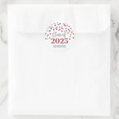 Silver Burgund Confetti Abschluss 2025 Runder Aufkleber (Tasche)