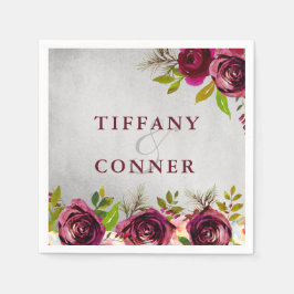 Silver Burgund Hochzeit Verlobung Jubiläum Serviette