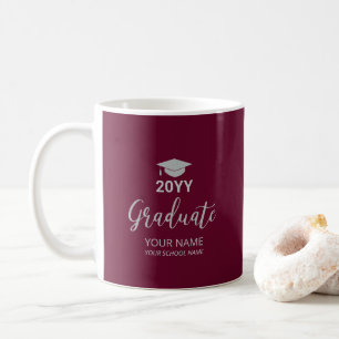 Silver & Burgund Personalisierte Abschluss Geschen Kaffeetasse