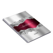 Silver burgundy agate Marmornamenskript Notizblock (Rechte Seite)