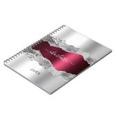 Silver burgundy agate Marmornamenskript Notizblock (Linke Seite)