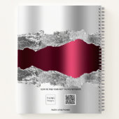 Silver burgundy agate Marmornamenskript Notizblock (Rückseite)