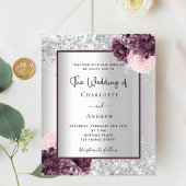 Silver burgundy Blumenzettel Einladung zur Hochzei Flyer