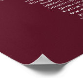 Silver Burgundy Chic 7 Table Wedding Chart Poster (Ecke)