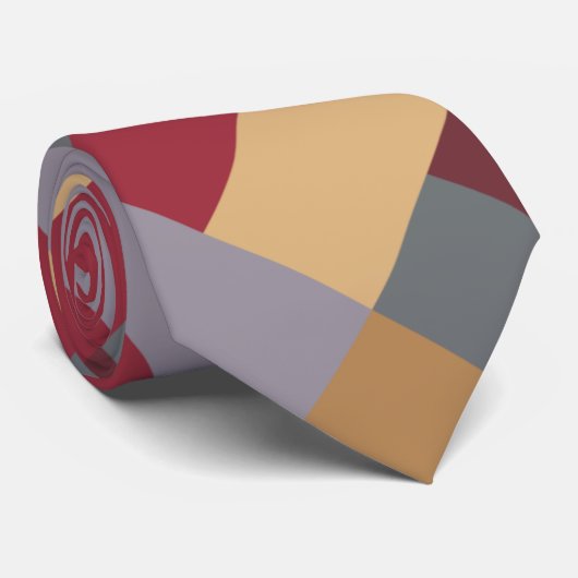 Silver Burgundy Red Cream Grau Farbblock Krawatte (Gerollt)