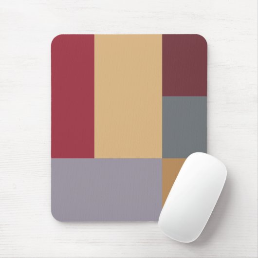 Silver Burgundy Red Cream Grau Farbblock Mousepad (Mit Mouse)