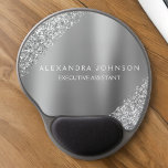 Silver Business Beruflich Sparkon Glitzer Gel Mousepad<br><div class="desc">Silver Glitzer Imitate Sparkle Glitzer Metallic Foil Minimalistisch Business Mousepad (Mouse Pad) mit schwarz Buchstaben Typografie für das Monogramm. Das Girly Business Design kann mit Ihrem Namen individuell gestaltet werden. Bitte kontaktieren Sie den Designer,  um passende Artikel zu erhalten.</div>