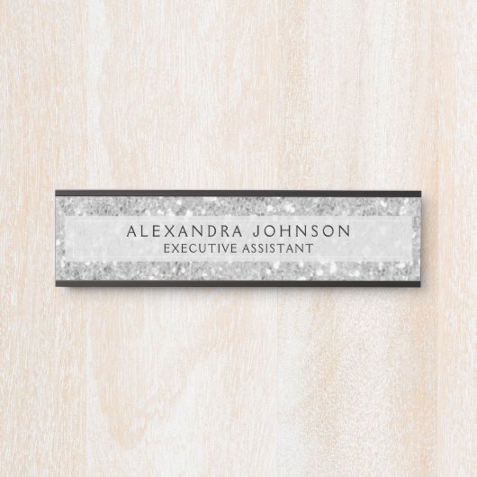 Silver Business Glitzer Sparkle Moderner Stil Türschild (Vorderseite )