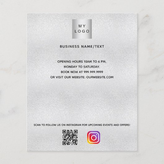 Silver Business Logo qr Code Instanagramm benutzer Flyer (Vorne)